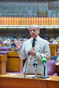 Prime Minister Muhammad Shehbaz Sharif addresses the National Assembly Session.