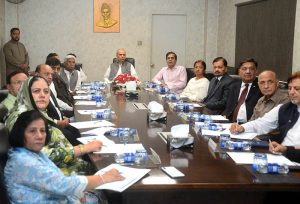 Federal Ombudsman Naveed Kamran Baloch Chairing a meeting regarding Ombudsman department workings and upgradation at Wafaqi Mohtasib Office.