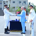 Prime Minister Muhammad Shehbaz Sharif distributing awards among the high achievers of the term at the passing out ceremony of 125th Midshipmen and 33rd SSC courses at Pakistan Naval Academy, PNS Rahbar