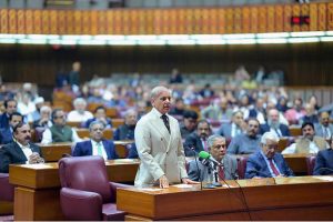 Prime Minister Muhammad Shehbaz Sharif addresses the National Assembly Session.