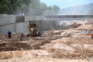 A view of the construction work on the Park Road underpass during development work in the Federal Capital
