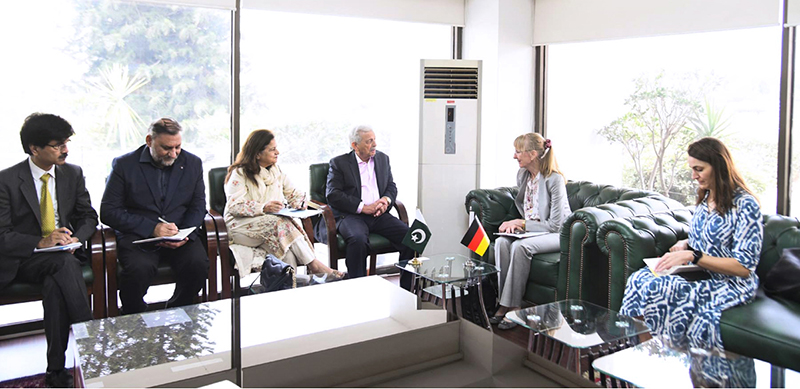 Federal Minister for National Food Security & Research, Rana Tanveer Hussain, in a meeting with German Ambassador Ms. Ina Lepel to discuss enhanced cooperation in agriculture, livestock development, food security, and agricultural modernization between Pakistan and Germany