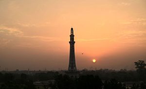 A view of Greater Iqbal Park as in the background an attractive view of sunrise in the Provincial Capital.