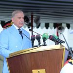 Prime Minister Muhammad Shehbaz Sharif addresses the passing out ceremony of 125th Midshipmen and 33rd SSC courses at Pakistan Naval Academy PNS Rahbar