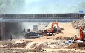 A view of the construction work on the Park Road underpass during development work in the Federal Capital
