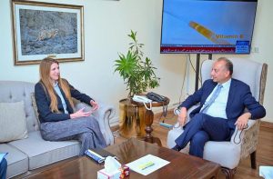British High Commissioner to Pakistan, Ms. Jane Marriott, called on the Federal Minister for Climate Change and Environmental Coordination, Dr. Musadik Malik in the federal capital.