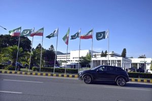 The national flags of Pakistan and Iran flutter along the Constitution Avenue ahead of the visit of Iranian President Masoud Pezeshkian tomorrow (Tuesday), where he will meet the top leadership of the country to review bilateral ties and discuss ongoing diplomatic engagements following the signing of Islamabad Memorandum of Understanding.