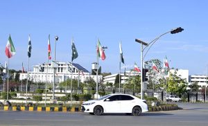 The national flags of Pakistan and Iran flutter along the Constitution Avenue ahead of the visit of Iranian President Masoud Pezeshkian tomorrow (Tuesday), where he will meet the top leadership of the country to review bilateral ties and discuss ongoing diplomatic engagements following the signing of Islamabad Memorandum of Understanding.