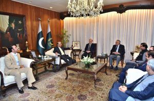 President Asif Ali Zardari in a meeting with Prime Minister Muhammad Shehbaz Sharif, members of the federal cabinet and parliamentarians at Aiwan-e-Sadr. Chairman Pakistan Peoples Party Bilawal Bhutto Zardari and Prime Minister of Azad Jammu & Kashmir Raja Faisal Mumtaz Rathore are also present.