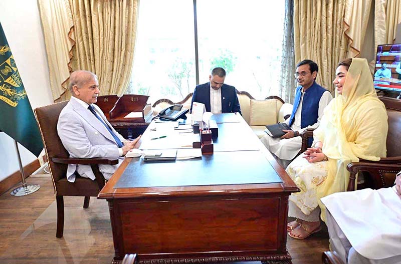 MNA Samar Haroon Bilour calls on Prime Minister Muhammad Shehbaz Sharif at Parliament House