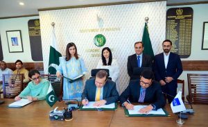 Secretary Economic Affairs, Muhammad Humair Karim, and Asian Development Bank (ADB) Deputy Country Director, Hussain Haider, sign the USD 700 million Policy-Based Loan for the Insurance Transformation Program.