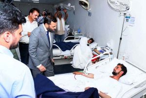 Federal Health Minister Mustafa Kamal addressing media in Bahara Kahu Akbar Niazi Teaching Hospital.