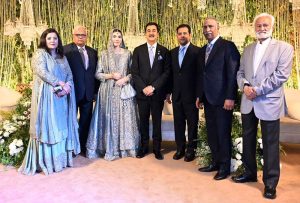 Chairman Senate of Pakistan Syed Yousaf Raza Gillani attends the walima ceremony of the son of Justice Sardar M. Sarfraz Dogar, Chief Justice of the Islamabad High Court