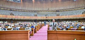Prime Minister Muhammad Shehbaz Sharif addresses the National Assembly.