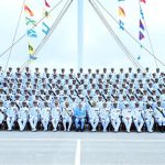 Prime Minister Muhammad Shehbaz Sharif and Chief of Naval Staff Admiral Naveed Ashraf in a group photo with the cadets of the 125th Midshipmen and 33rd SSC courses at Pakistan Naval Academy PNS Rahbar