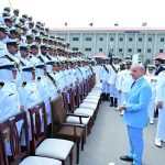 Prime Minister Muhammad Shehbaz Sharif interacts with the passed out cadets of the 125th Midshipmen and 33rd SSC courses at Pakistan Naval Academy, PNS Rahbar