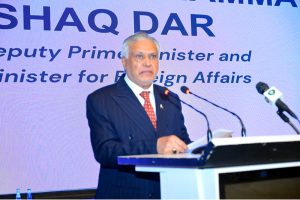 Deputy Prime Minister and Minister for Foreign Affairs, Senator Mohammad Ishaq Dar, delivering the keynote address at the International Seminar on the Indus Waters Treaty (IWT) 2026, jointly organized by the Ministry of Information & Broadcasting (MoIB) and the Institute of Regional Studies (IRS).