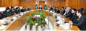 Honorable Chief Justice of Pakistan, Mr. Justice Yahya Afridi, in a meeting with various Bar Association delegations at the Supreme Court of Pakistan.