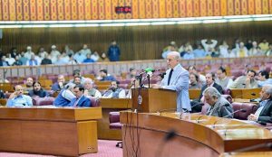 Prime Minister Muhammad Shehbaz Sharif addresses the National Assembly