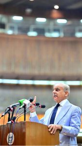 Prime Minister Muhammad Shehbaz Sharif addresses the National Assembly