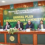 Federal Minister for Planning, Development & Special Initiatives Prof. Ahsan Iqbal delivering opening remarks at the inaugural session of the Annual Plan Coordination Committee (APCC) meeting held at the MoPDSI