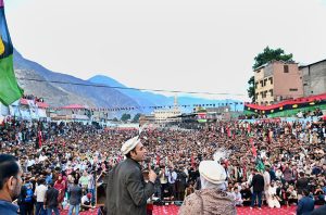 Chairman Pakistan People’s Party Bilawal Bhutto Zardari addressing a public gathering during the campaign of Gilgit-Baltistan Legislative Assembly Election-2026.
