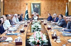 First Lady Bibi Asifa Bhutto Zardari in a meeting with UN Country Team led by Mohamed Yahya, UN Resident Coordinator in Pakistan at Aiwan-e-Sadr.