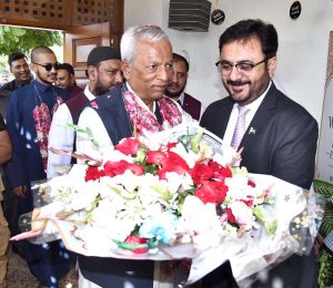 Governor Sindh Syed Muhammad Nihal Hashmi returns after performing Hajj and receives a warm welcome at the airport.
