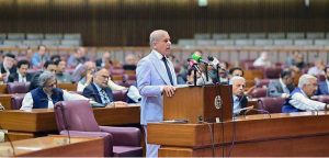 Prime Minister Muhammad Shehbaz Sharif addresses the National Assembly