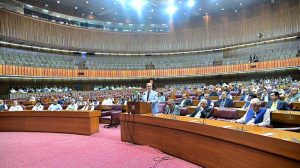 Prime Minister Muhammad Shehbaz Sharif addresses the National Assembly