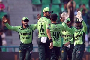 Australian batsman Alex Carey walks back to the pavilion after being bowled by Shaheen Shah Afridi during the second One Day International (ODI) between Pakistan and Australia at Gaddafi Stadium.