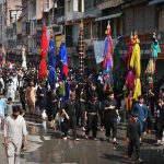 A large number of mourners attending the Zuljinah procession on 10th of the Muharram-ul-Harram passes through Qissa Khawani Bazaar. Muharram-ul-Harram is known as the first month of the Islamic calendar and the mourning month in remembrance of the martyrdom (Shahadat) of Hazrat Imam Hussain (RA), the grandson of the Holy Prophet Mohammad (PBUH)