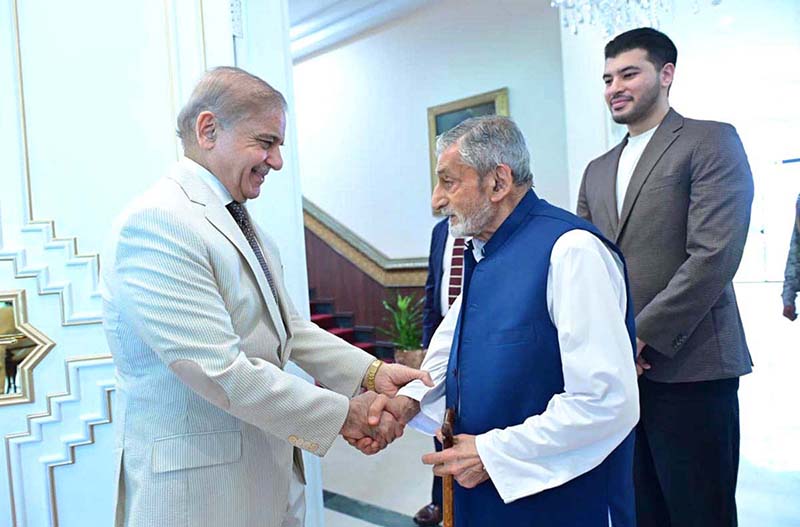 Former Federal Minister and Senior Politician Ghulam Ahmad Bilour calls on Prime Minister Muhammad Shehbaz Sharif