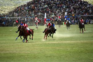 Players from Gilgit-Baltistan and Chitral battle fiercely during the final of the Shandur Polo Festival 2026, as thousands of spectators packed on the surrounding hillsides watch the thrilling contest that Gilgit-Baltistan won 6-5 to end a 12-year wait for victory over their traditional rivals at the world’s highest historic Shandur polo Ground