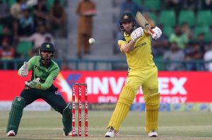 Australian batsman Josh Inglis is clean bowled by Arafat Minhas after the ball strikes the stumps during the second One Day International (ODI) at Gaddafi Stadium.