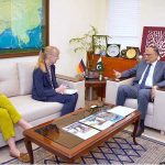 Federal Minister for Planning, Development and Special Initiatives Ahsan Iqbal in a meeting with Ambassador of the Federal Republic of Germany to Pakistan, H.E. Ms. Ina Lepel, during a courtesy call at the Ministry of Planning, Development and Special Initiatives
