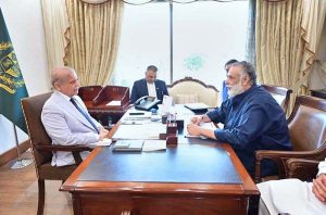 Senator Mir Dostain Khan Domki calls on Prime Minister Muhammad Shehbaz Sharif at Parliament House