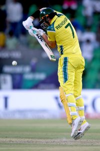 Australian batter Adam Zampa is being bowled by Shadab Khan during the third One-day International (ODI) cricket match between Pakistan and Australia at Gaddafi Stadium.