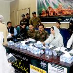 Chairperson of the Chief Minister’s Complaints Cell Saima Farooq listens to public complaints during an open court session in Bahawalpur. Commissioner Bahawalpur Irfan Ali Kathia, Regional Police Officer Ghazi Muhammad Salahuddin, and other administrative officers also present