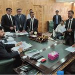Chief Election Commissioner Gilgit-Baltistan Raja Shahbaz Khan hears appeals filed by candidates regarding election matters at his office, with officials and legal representatives also present during the proceedings