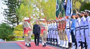 The President of Islamic Republic of Iran Dr. Masoud Pezeshkian inspects Guard of Honour at Prime Minister's House.