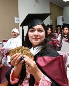 Newly graduated doctors display their medals during the second convocation of Sargodha Medical College