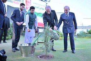 The President of Islamic Republic of Iran Dr. Masoud Pezeshkian plants a sapling in the lawn of the Prime Minister's House.