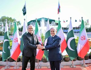 Prime Minister Muhammad Shehbaz Sharif receives the President of Islamic Republic of Iran Dr. Masoud Pezeshkian at the Prime Minister's House.