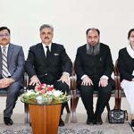 The Hon'ble Chief Justice of Pakistan, Mr. Justice Yahya Afridi, in a group photo with the Registrar of the Peshawar High Court (PHC) and various District & Sessions Judges of Khyber Pakhtunkhwa during their visit to the Public Facilitation Center at the Supreme Court of Pakistan