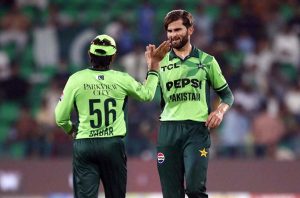 Australian batsman Oliver Peake bowled by Haris Rauf during the second One-Day International (ODI) cricket match between Pakistan and Australia at Gaddafi Stadium.