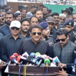 Sindh Provincial Minister for Home Affairs Zia Lanjar addressing to media persons at Station Road on 10th of Holy Month of Muharram-ul-Harram