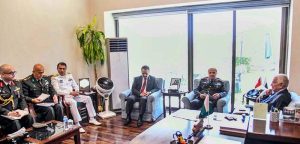 Commander of the Turkish Land Forces, Gen Metin TOKEL calls on the Minister for Defence, Khawaja Muhammad Asif