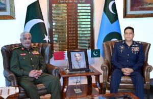 Commander Bahrain National Guard calls on COAS Asim Munir, CNS Naveed Ashraf, CAS Zaheer Babar