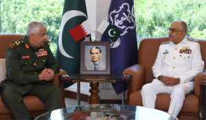 Commander Bahrain National Guard calls on COAS Asim Munir, CNS Naveed Ashraf, CAS Zaheer Babar